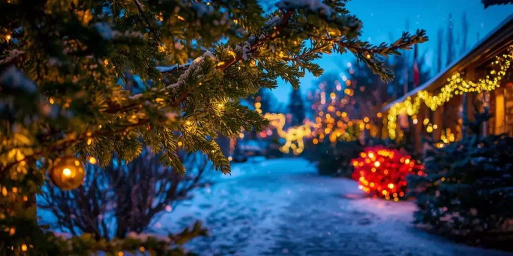 String Lights on Trees and Shrubs
